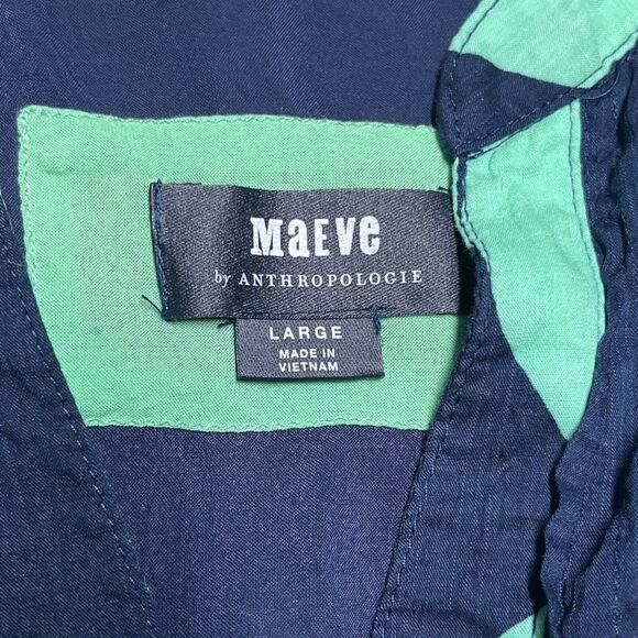 Anthropologie Maeve Cassandra Maxi Dress Large Navy Green Floral Classic Boho - Picture 7 of 15